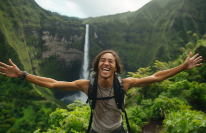 A hiking through Halawa Valley, discovering breathtaking waterfalls and lush scenery in Hoolehua.